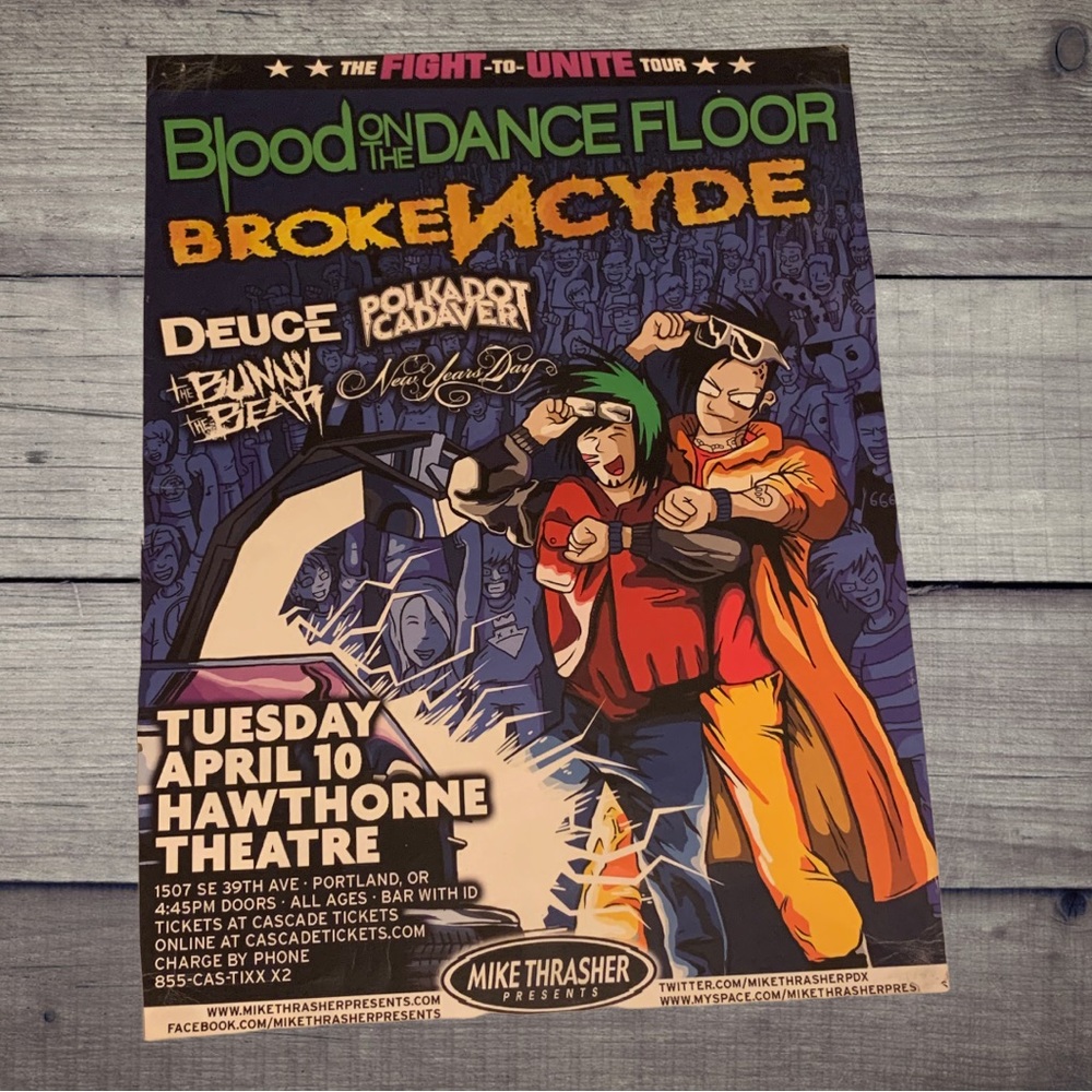 BOTDF Blood On The Dance Floor Fight To Unite Tour Poster Rare Scene Emo